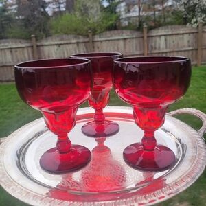 Fenton Georgian Ruby Red Glasses(3) ~ Vintage ~ Stunning!